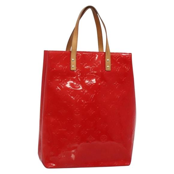 LOUIS VUITTON Monogram Vernis Reade MM Hand Bag Red Rouge M91086 LV Auth BA4169 - Picture 1 of 15